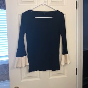 J crew blue long sleeve with bell sleeves